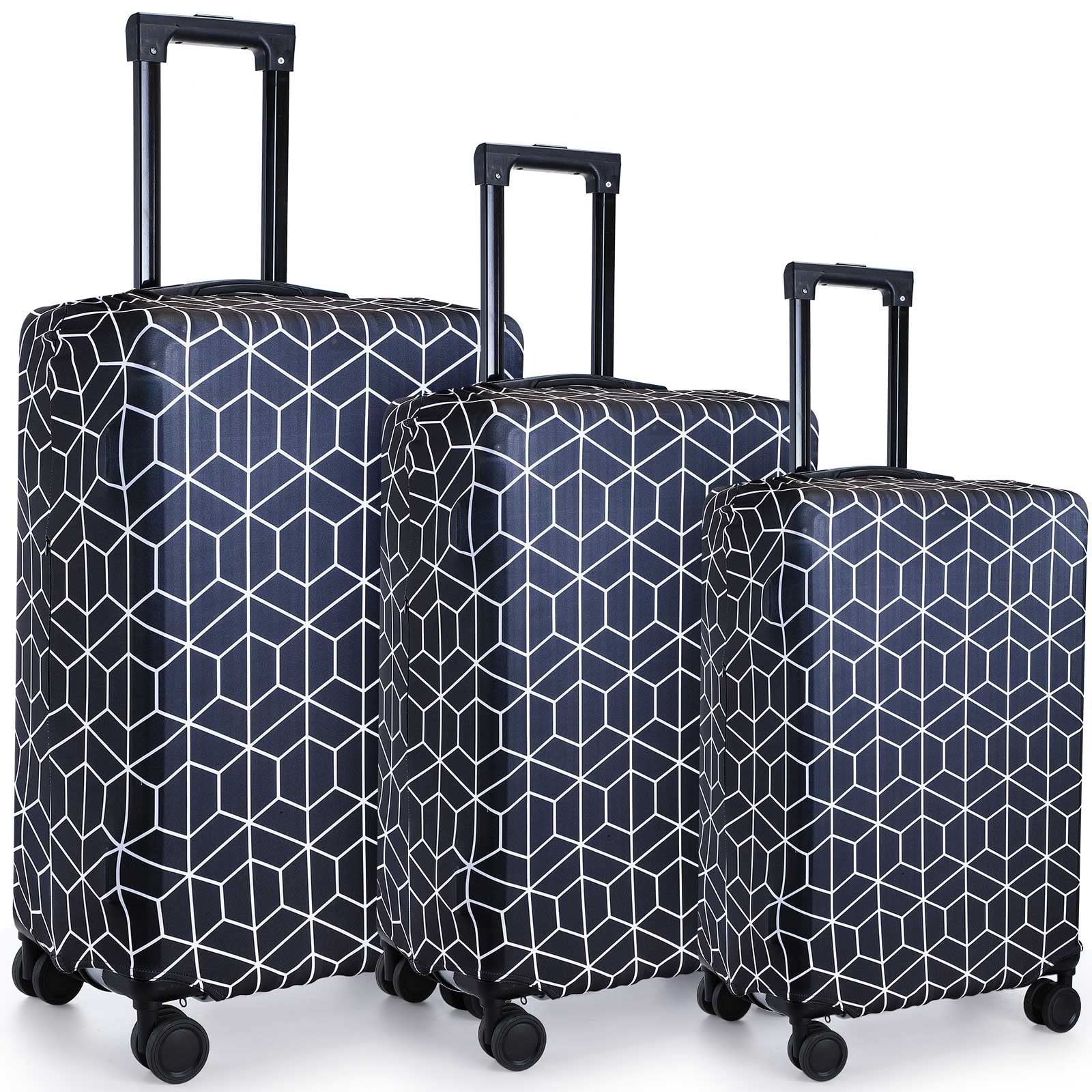 Sanwuta 3 Pcs Luggage Cover | Washable Suitcase Protector | Luggage Protector | Suitcase Cover Anti Scratch Luggage Case Cover Fits 18-28 Inch Luggage 3 Sizes (Geometric Style)