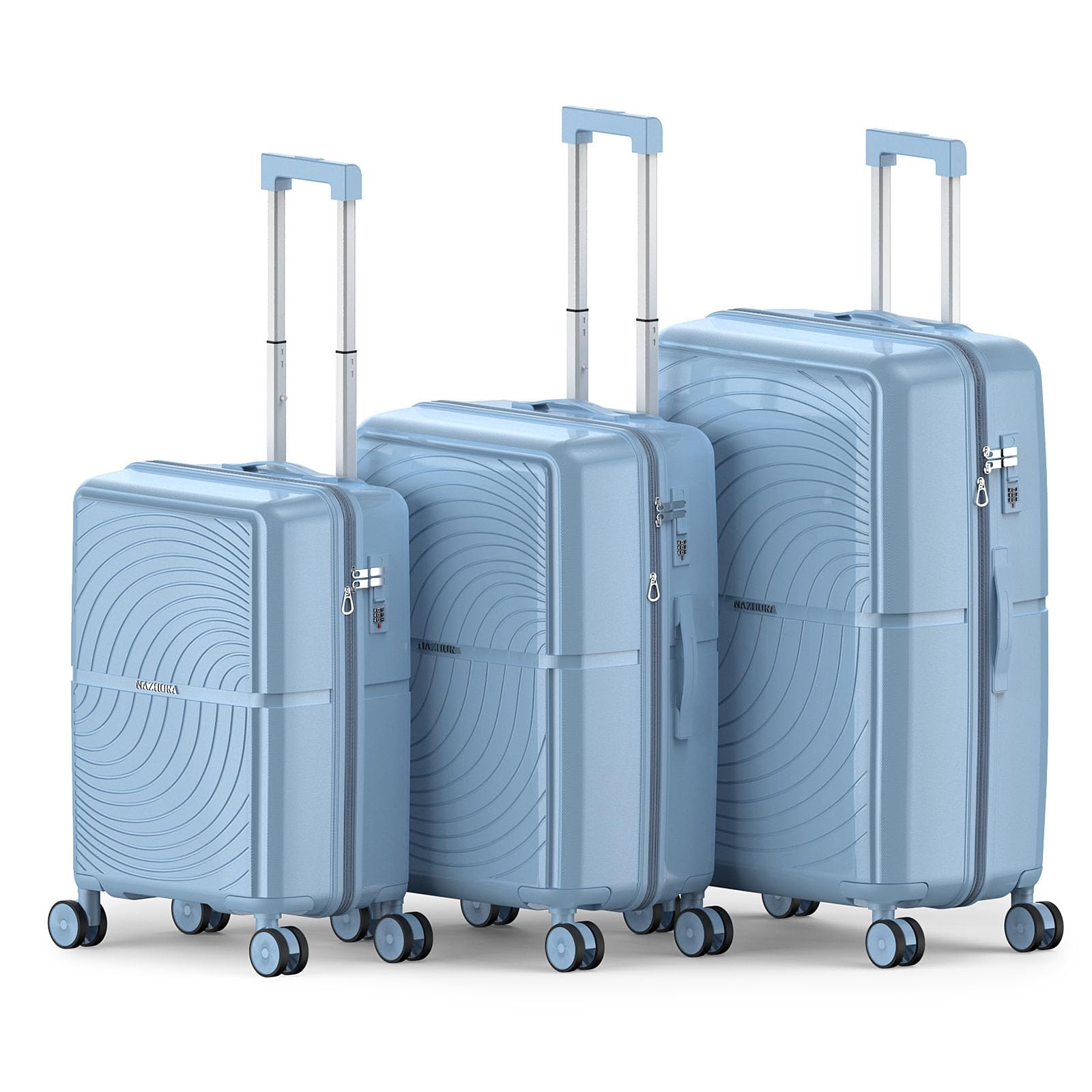 3-Piece Suitcase Set | 20-inch 24-inch 28-inch Luggage Carry on | Luggage Set | Travel Luggage Set | Large Suitcase with Wheels PP Hardside(Light Blue)