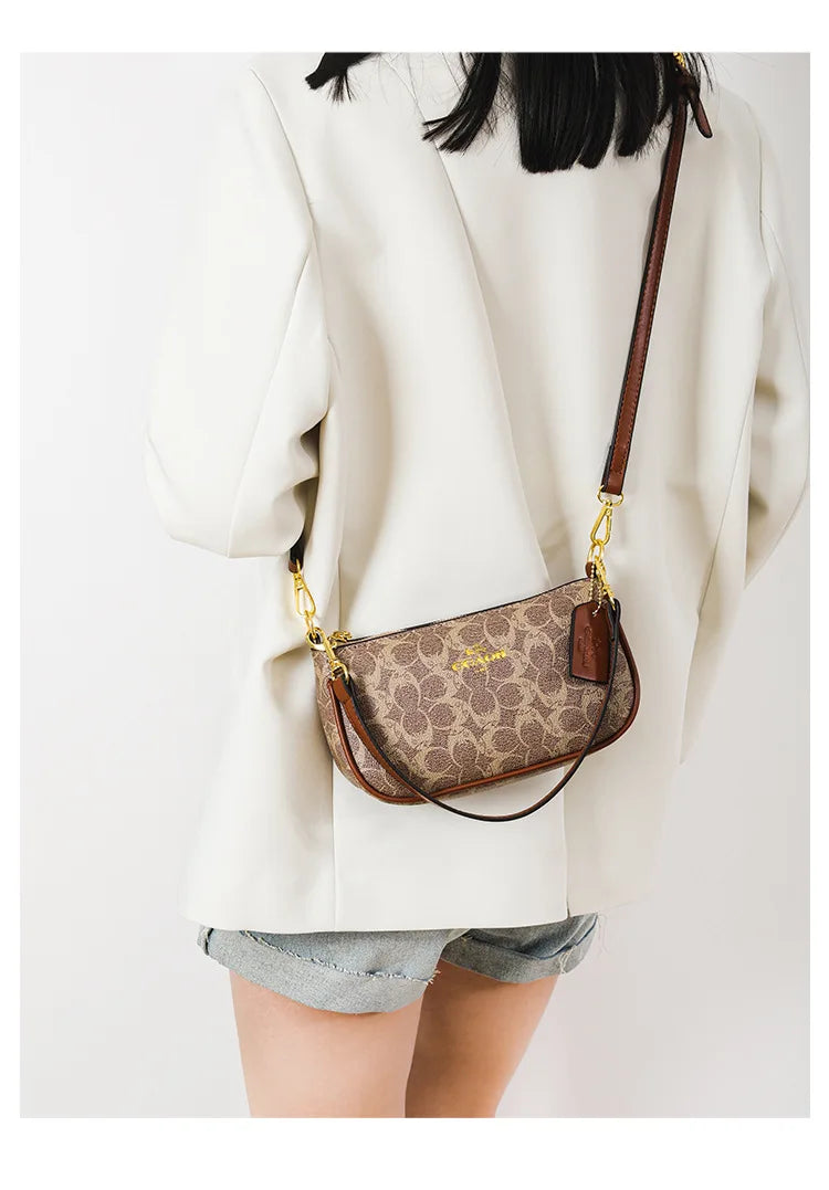 Classic Vintage Ladies Crossbody Handbag | High-End Women's Underarm Shoulder Bag | Elegant Designer Leather Messenger Bag For Women