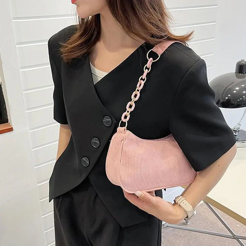 Fashion Vintage Handbags Women Autumn Winter Corduroy Underarm Bag  Zipper Shoulder Small Bags Female Soft Casual Clutch Handbag