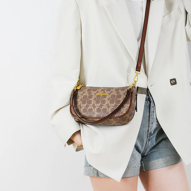 Classic Vintage Ladies Crossbody Handbag | High-End Women's Underarm Shoulder Bag | Elegant Designer Leather Messenger Bag For Women