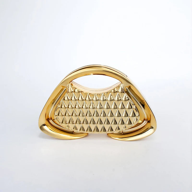 Luxury Handbags For Women | Metallic Chain Crossbody Bag | Acrylic Clip Bag | Elegant Evening Party Wallet Mesh Trapezoidal Handbag