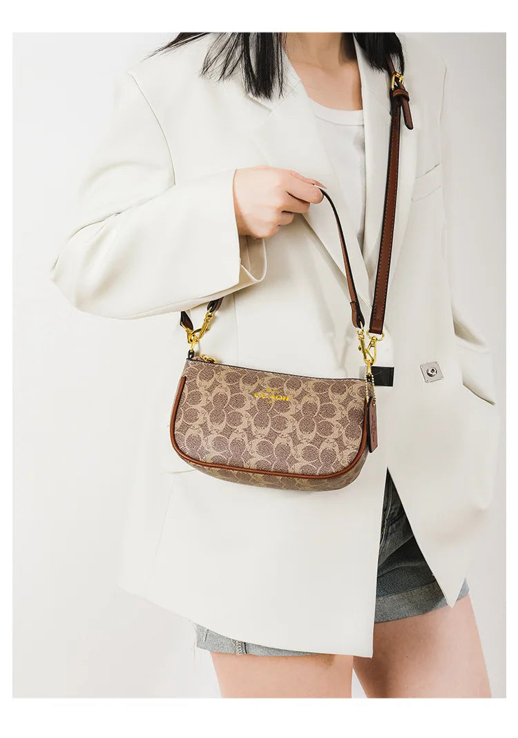 Classic Vintage Ladies Crossbody Handbag | High-End Women's Underarm Shoulder Bag | Elegant Designer Leather Messenger Bag For Women