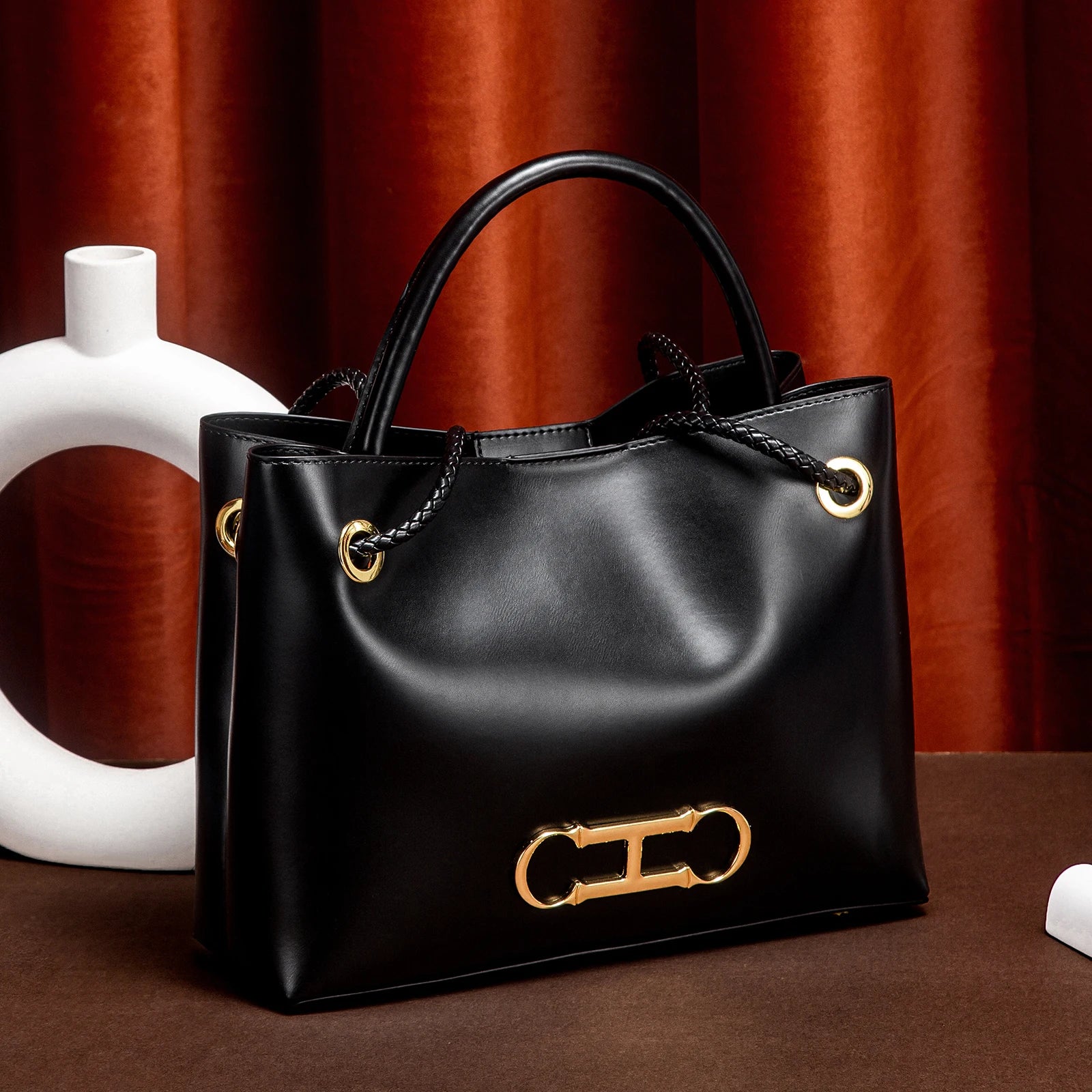 Black minimalist Tote Bag dual-use commuting Women's bag