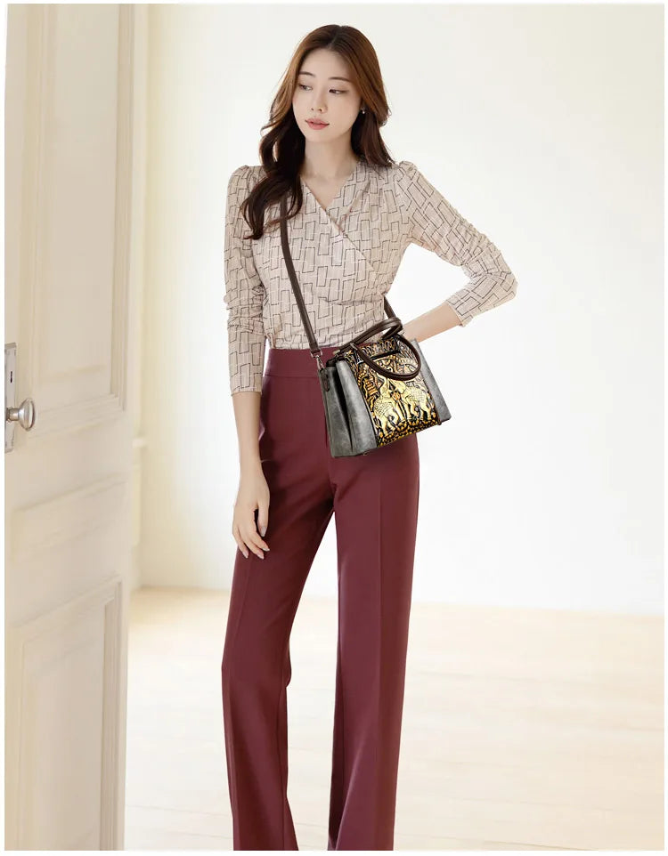 New Vintage Embossed Handmade Handbag For Women | Versatile PU Leather Shoulder Bag 3 Layers Large Capacity Crossbody Bags