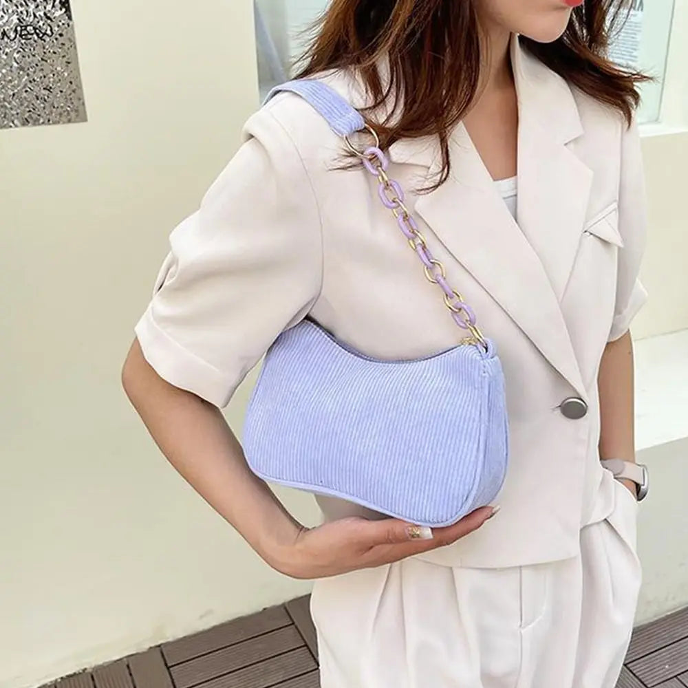 Fashion Vintage Handbags Women Autumn Winter Corduroy Underarm Bag  Zipper Shoulder Small Bags Female Soft Casual Clutch Handbag