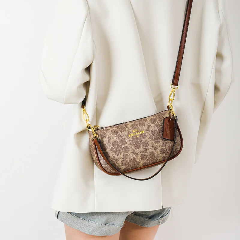 Classic Vintage Ladies Crossbody Handbag | High-End Women's Underarm Shoulder Bag | Elegant Designer Leather Messenger Bag For Women