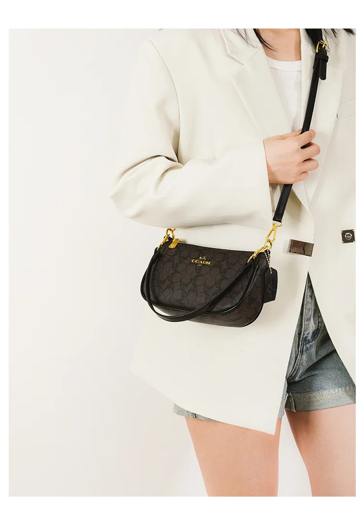 Classic Vintage Ladies Crossbody Handbag | High-End Women's Underarm Shoulder Bag | Elegant Designer Leather Messenger Bag For Women